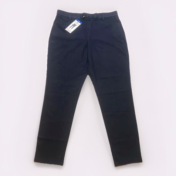 NWT Mario Serrani Navy Textured Ankle Pants sz L Stretch - Picture 1 of 6